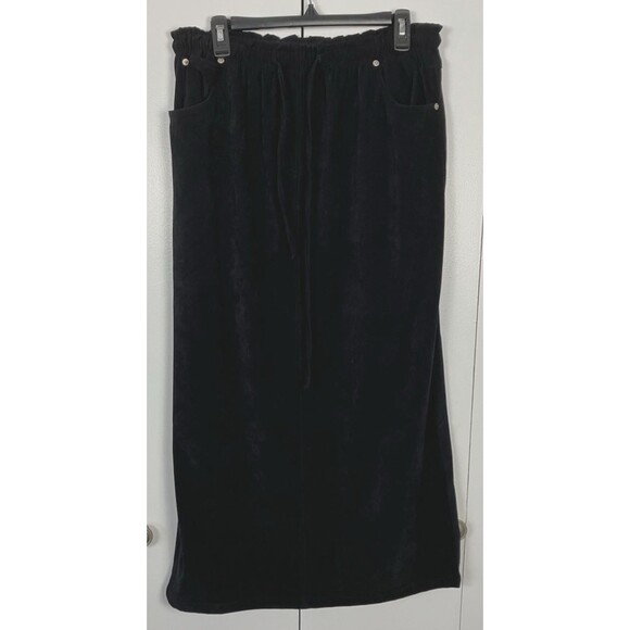 Denim & Co Dresses & Skirts - Vintage Denim & Co Faux Suede Long Black Skirt Size Large